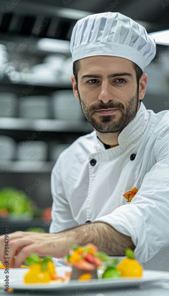 Chef skillfully preparing an exquisite gourmet meal in a luxurious, high end kitchen environment Chef skillfully preparing an exquisite gourmet meal in a luxurious, high end kitchen environment