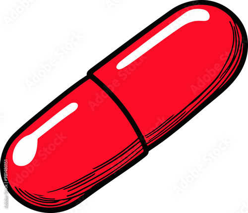 Vector Illustration of a Red Capsule Icon