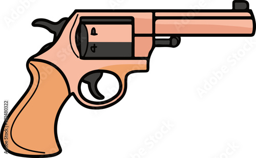 Vector Illustration of a Revolver Gun Design