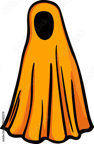 Vibrant Orange Cloak with Hollow Face Design