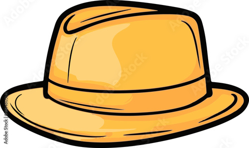 Colorful Yellow Fedora Hat Vector Illustration