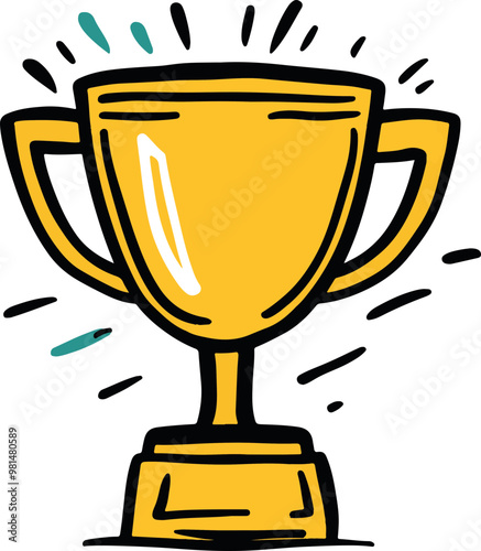 Vector Illustration of a Bright Golden Trophy Cup