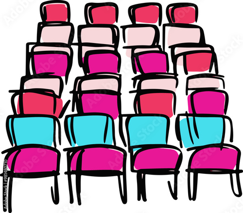 Colorful Vector Chairs in a Creative Arrangement