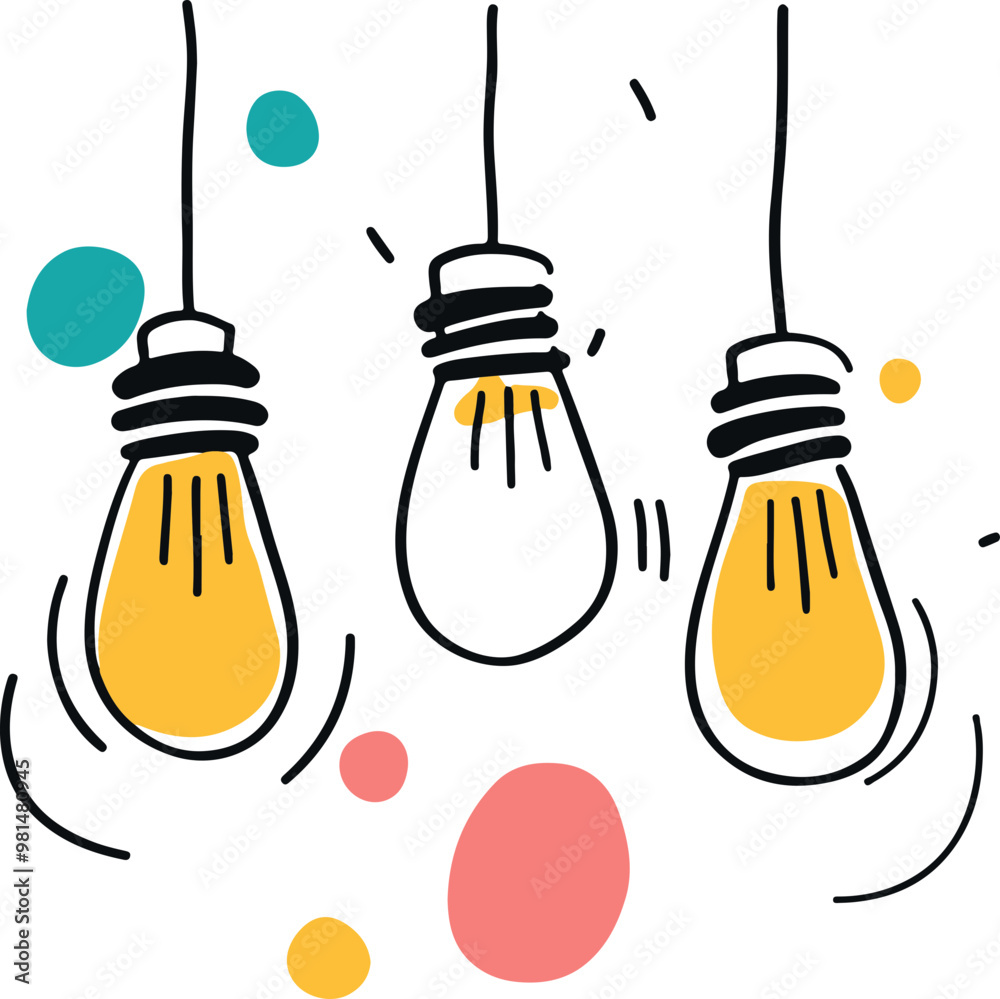 Colorful Hanging Light Bulbs with Playful Shapes Colorful Hanging Light Bulbs with Playful Shapes