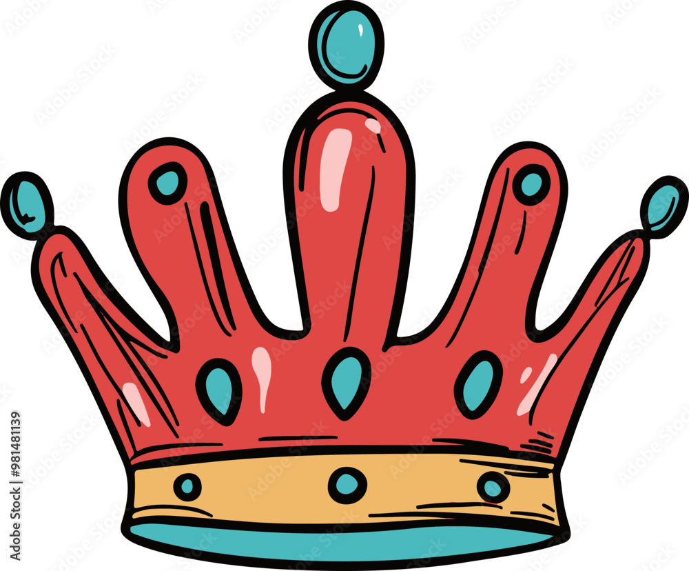 Obraz premium Colorful Vector Crown with Decorative Gems