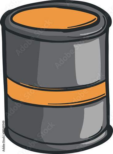 Vector Illustration of a Metal Barrel with Orange Stripe