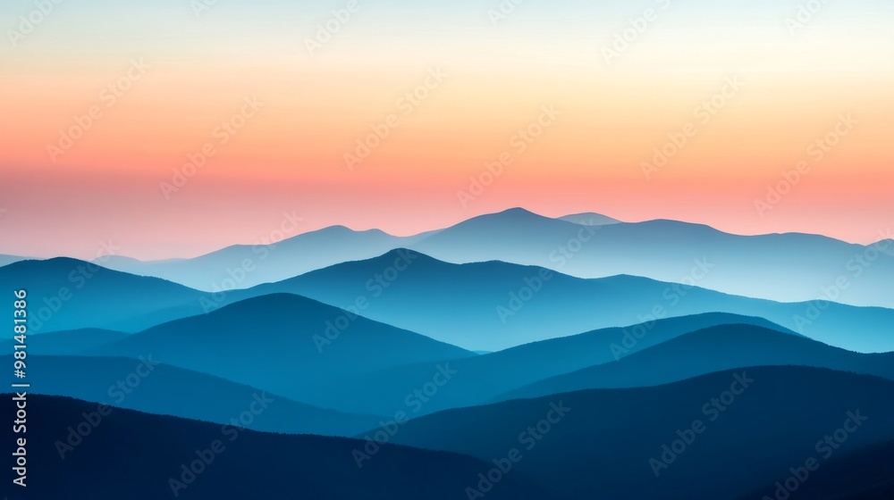 custom made wallpaper toronto digitalSerene Dawn Over Majestic Peaks, a tranquil mountain vista at sunrise, showcasing expansive horizons, crisp air, and the beauty of untouched nature in minimalist simplicity