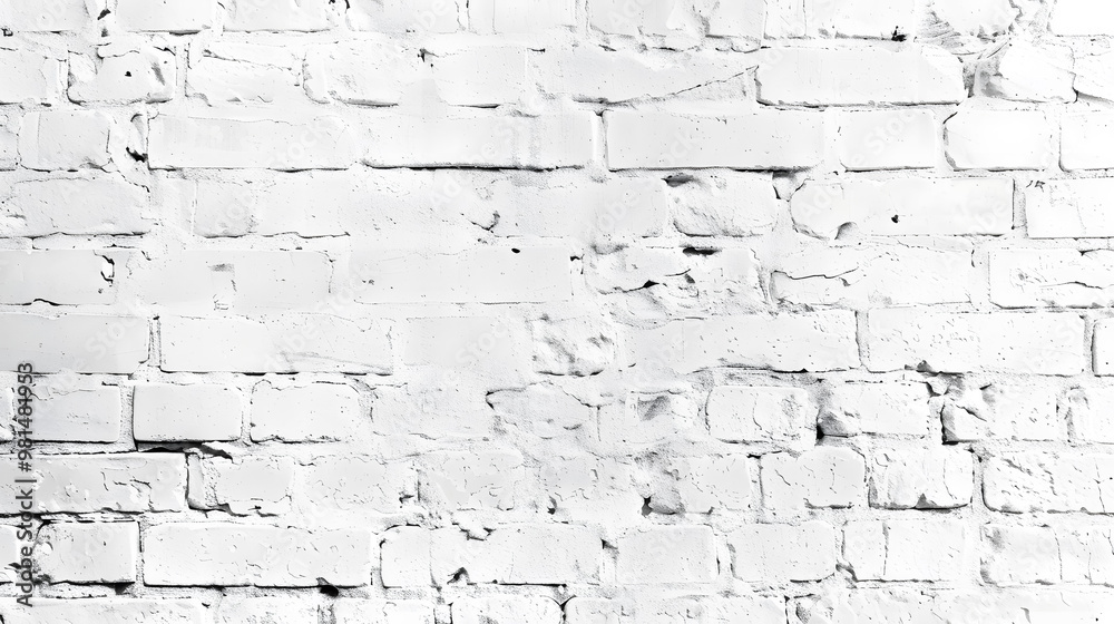Fototapeta premium Panoramic background of wide white brick wall texture. Home or office design backdrop