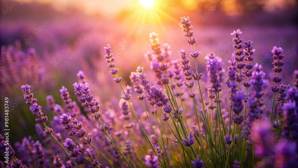 A beautiful lavender field bathed in warm sunset light, showcasing vibrant purple flowers and serene natural beauty. A beautiful lavender field bathed in warm sunset light, showcasing vibrant purple flowers and serene natural beauty.