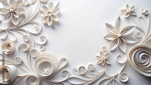 Wallpaper Mural Elegant paper flowers and swirls in soft white tones create a sophisticated and artistic background for various projects. Torontodigital.ca