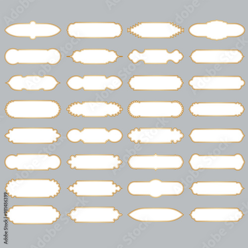 Arabic text box title frame. Arabian border. Moroccan, Turkish, Indian decor. Oriental islamic frames