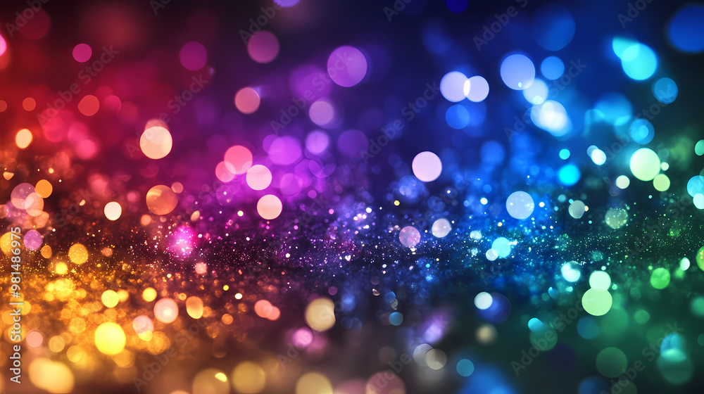 Rainbow sparks glitter background with bokeh lights. Bokeh. Illustration Rainbow sparks glitter background with bokeh lights. Bokeh. Illustration