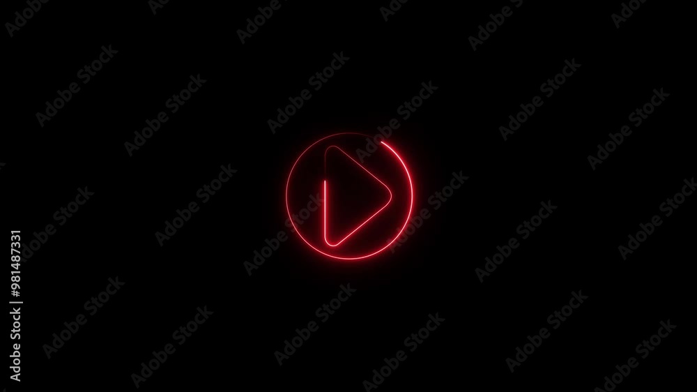 Neon line Play button animation on black background. Neon Music play button icon 4k animated video. Neon line Play button animation on black background. Neon Music play button icon 4k animated video.