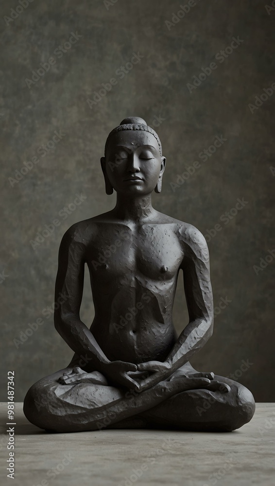 Minimalist sculpture of a meditating figure in a peaceful pose. Minimalist sculpture of a meditating figure in a peaceful pose.