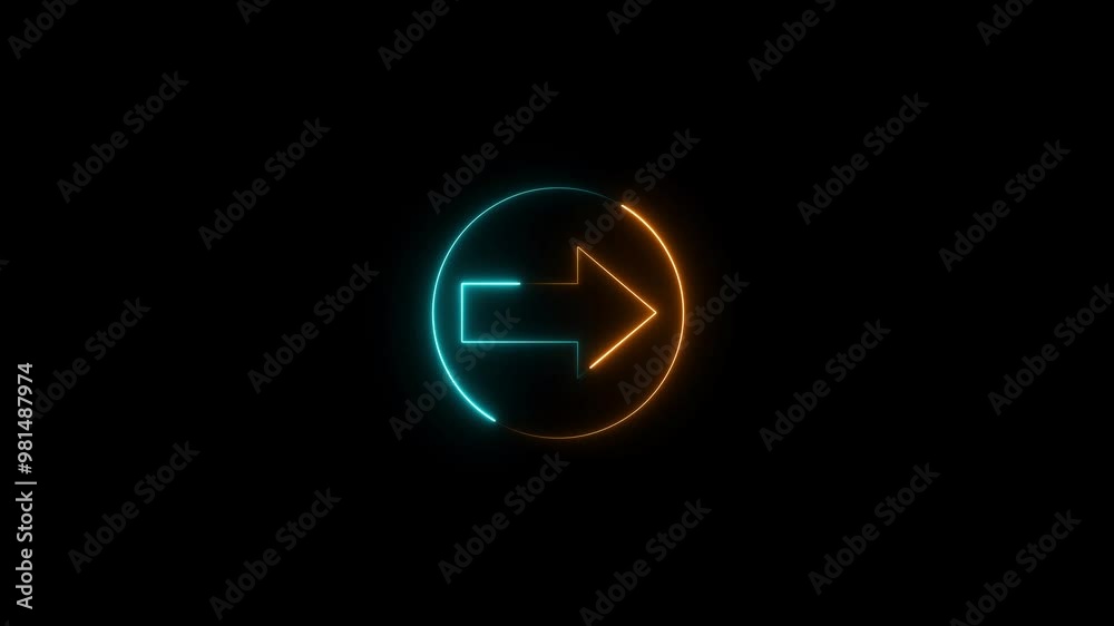 Abstract arrow icon animation right direction concept 4k video. Glowing neon arrow sign background. Abstract arrow icon animation right direction concept 4k video. Glowing neon arrow sign background.