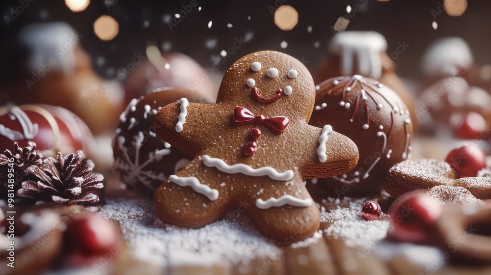 Christmas gingerbread with festive decoration Christmas gingerbread with festive decoration