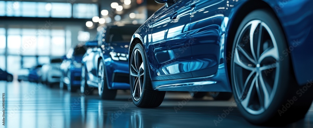 The Blue Cars in Showroom The Blue Cars in Showroom