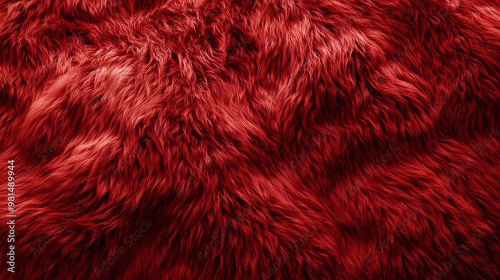 Naklejka premium Red fluffy carpet fur texture. Fur Texture. Illustration