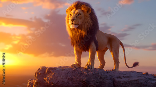 Majestic Lion at Sunset