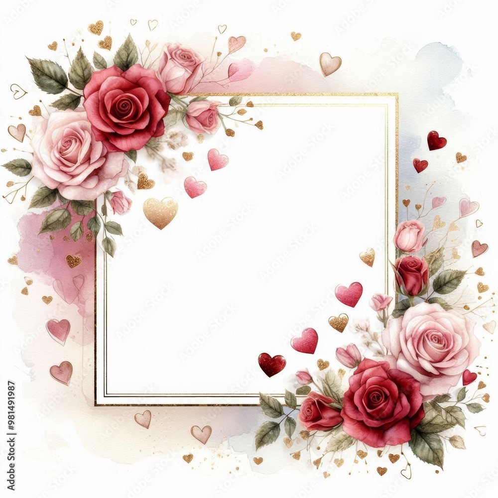 Beautiful floral frame with pink and red roses, perfect for romantic occasions. Beautiful floral frame with pink and red roses, perfect for romantic occasions.