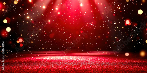 Festive red glitter abstract background