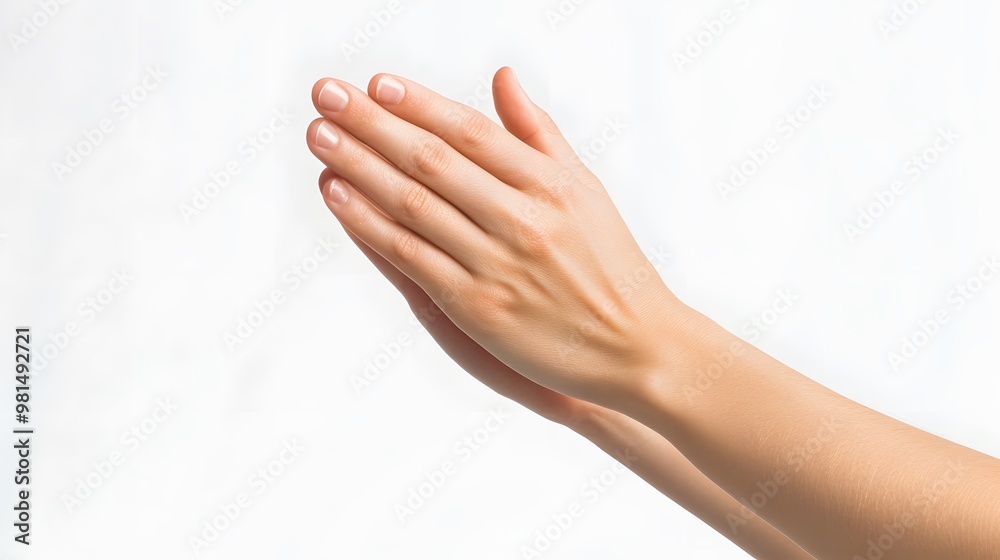 Closeup of a woman's hands clasped together in prayer. Closeup of a woman's hands clasped together in prayer.
