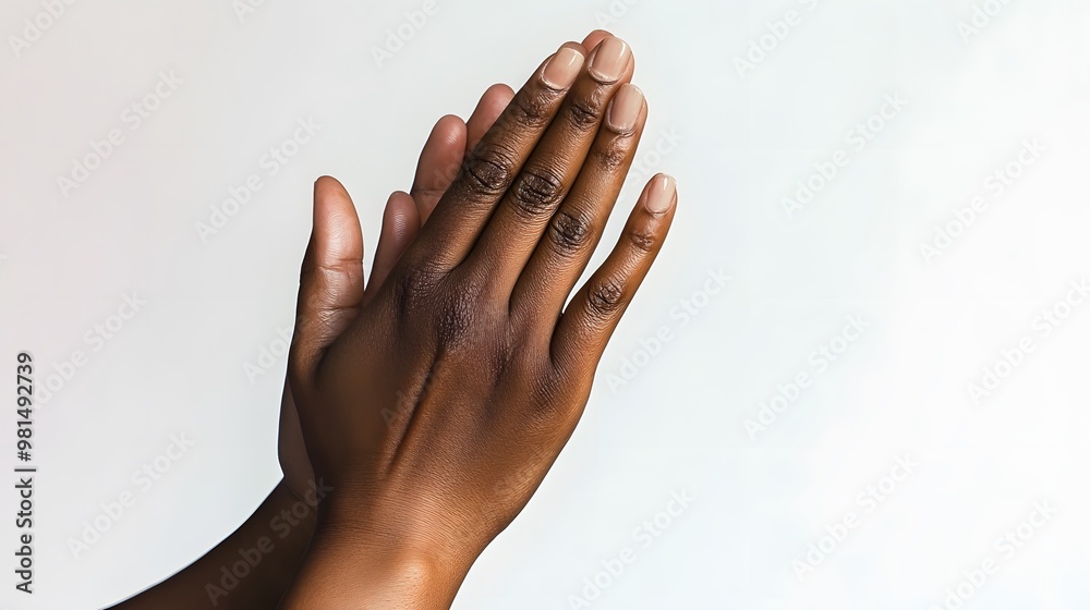 Close-up of a person's hands in prayer. Close-up of a person's hands in prayer.