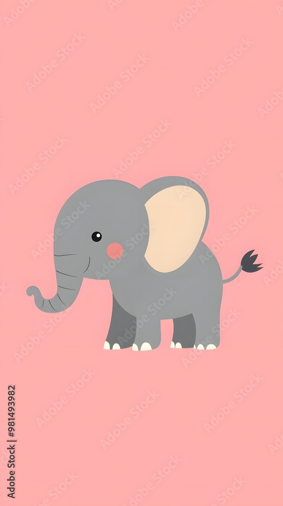 Cute cartoon elephant on pink background. Cute cartoon elephant on pink background.