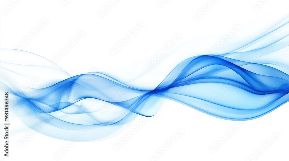 Fototapeta premium Abstract blue wavy lines on a white background.