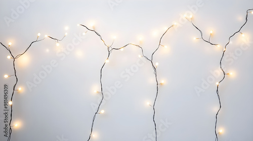 Minimalist White Background with 10 Soft White Lights Creating an Elegant and Ethereal Aesthetic for Diverse Uses