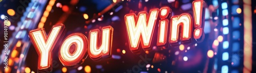 You Win Neon Sign with Bokeh Lights