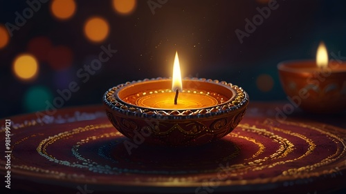 A Diwali diya, using advanced techniques and tools to create a highly detailed and realistic or stylized image, perfect for Diwali Diya photo