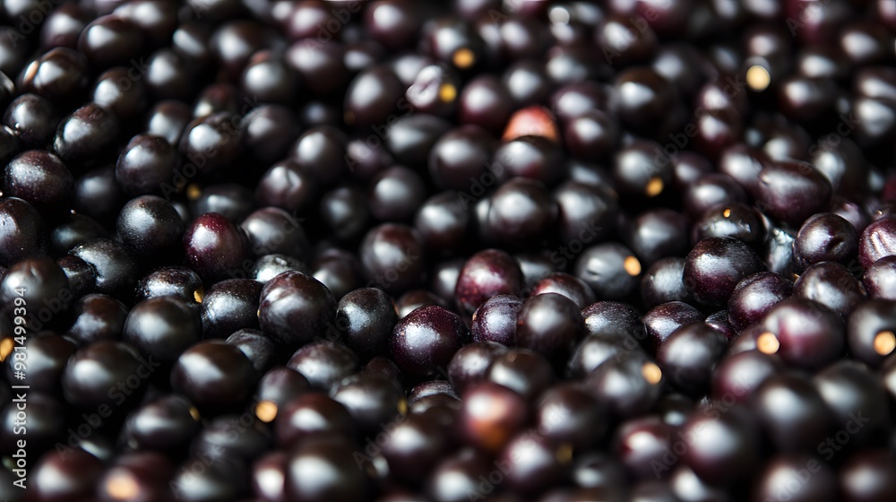 A close-up of a pile of acai berries. A close-up of a pile of acai berries.
