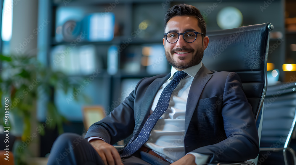 Naklejka premium Portrait of a businessman sitting in an office