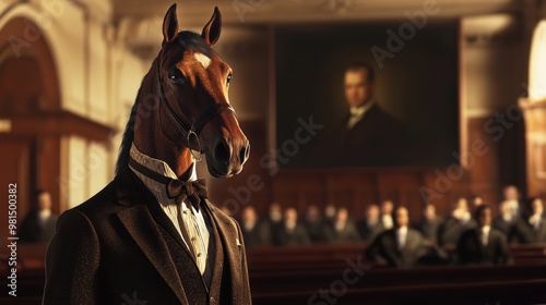 Eloquent Equine Scholar: Formal Horse Delivering Inspiring Address at Prestigious Academic Institution