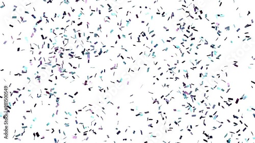 silver confetti flying up and then falling slowly reflecting pink and blue lights - separate alpha channel - 4K, 60FPS