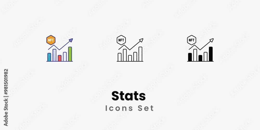 Stats Icons thin line and glyph vector icon stock illustration