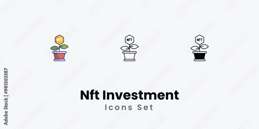 Nft Investment Icons thin line and glyph vector icon stock illustration Nft Investment Icons thin line and glyph vector icon stock illustration
