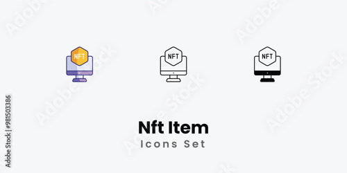 Nft Item Icons thin line and glyph vector icon stock illustration