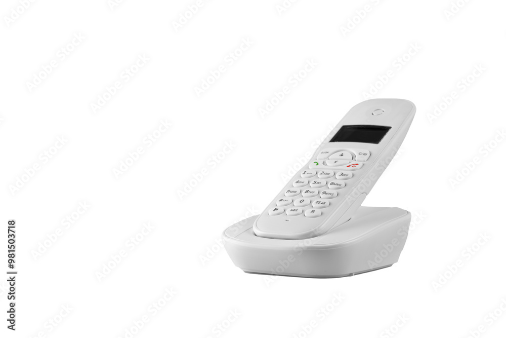 Extreme macro photography of white dect cordless phone isolated on white background Extreme macro photography of white dect cordless phone isolated on white background