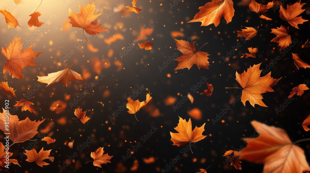 Flying autumn maple leaves isolated on warm autumn background Fall leaves for black friday sale and Halloween price drop or seasonal banner with autumn foliage. copy space available Flying autumn maple leaves isolated on warm autumn background Fall leaves for black friday sale and Halloween price drop or seasonal banner with autumn foliage. copy space available