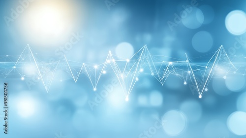 A light blue abstract background featuring a digital heartbeat line with subtle tech patterns, suitable for healthcare presentations