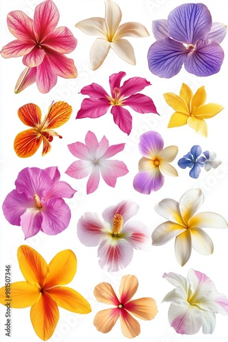 frangipani flowers on white background