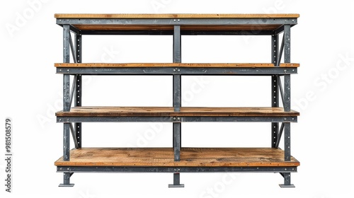 industrial-style metal bookshelf with five open shelves