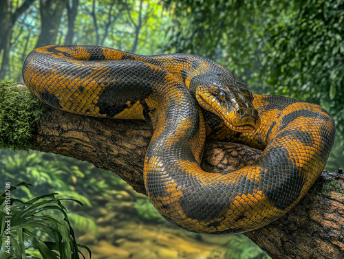 Giant anaconda close up