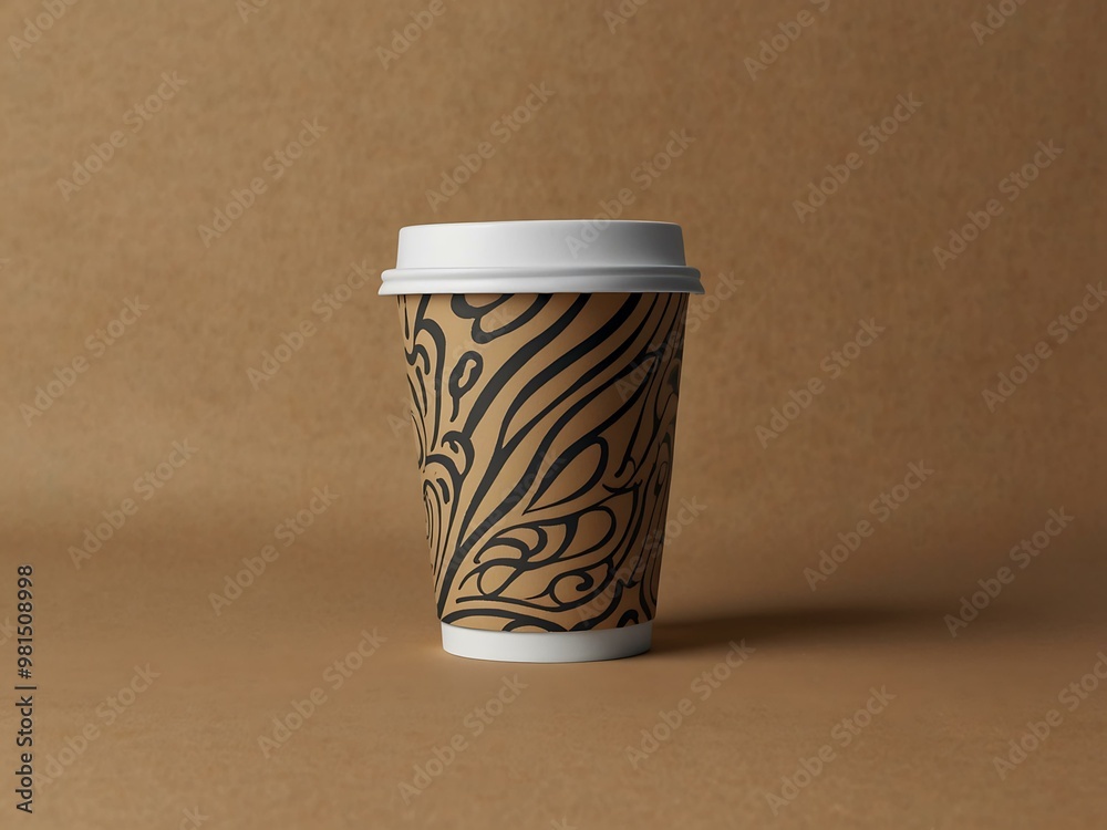 Paper cup mockup on a beige background. Paper cup mockup on a beige background.