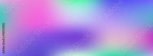Holographic gradient banner with grainy and noisy texture effect
