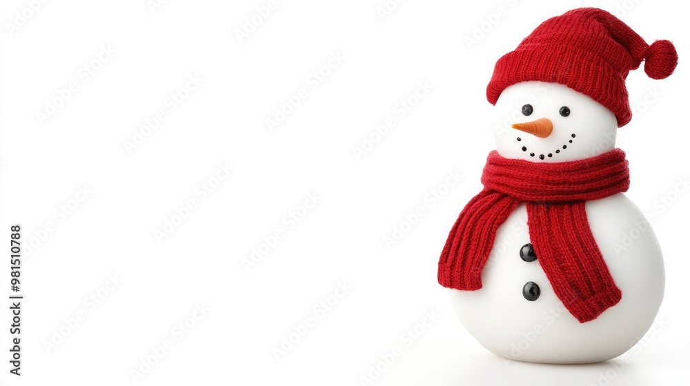 A charming snowman sits proudly, adorned with a bright red hat and scarf, emphasizing the festive atmosphere of winter and the joy of the holiday season A charming snowman sits proudly, adorned with a bright red hat and scarf, emphasizing the festive atmosphere of winter and the joy of the holiday season