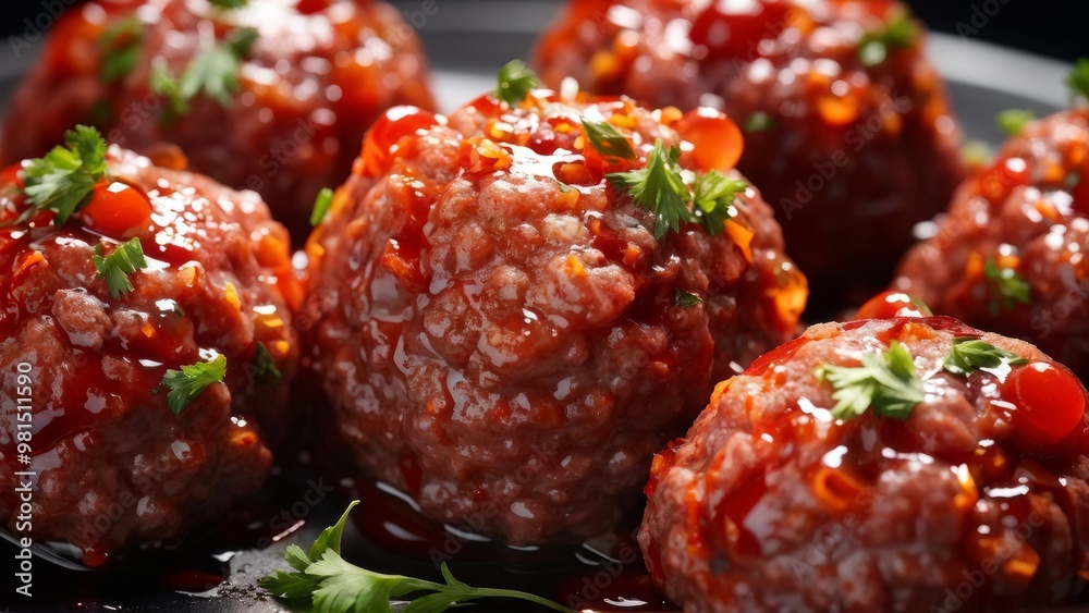 Delicious Turkish-style meatballs, liberally doused with sauce and sprinkled with spices. Delicious Turkish-style meatballs, liberally doused with sauce and sprinkled with spices.