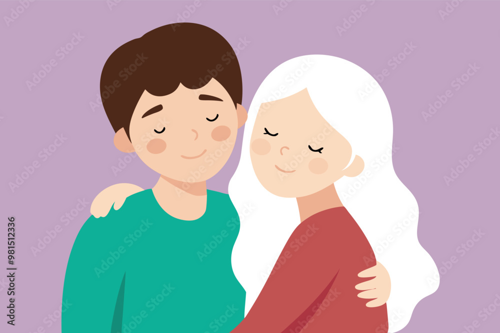 Cute couple in relationship hugging each other. Love concept design. Flat vector illustration Cute couple in relationship hugging each other. Love concept design. Flat vector illustration